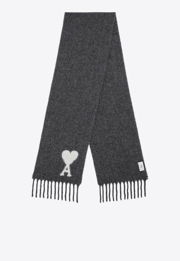 AMI PARIS Ami De Coeur Alpaca-Blend Scarf Gray USF422AW0054/P_AMI-061