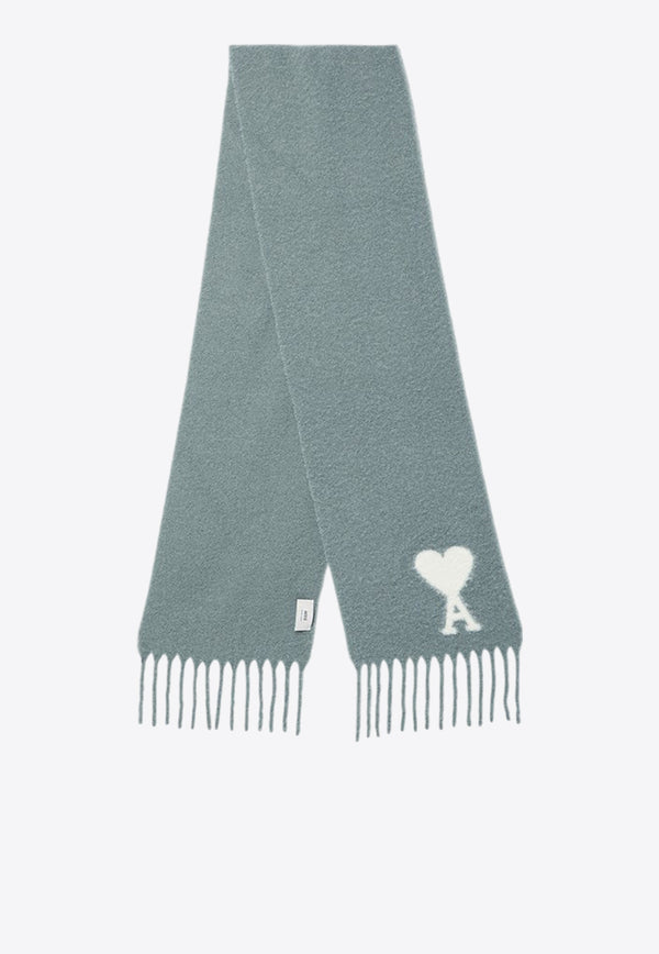 AMI PARIS Ami De Coeur Alpaca-Blend Scarf Gray USF422AW0054/P_AMI-4013