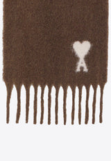 AMI PARIS Ami De Coeur Alpaca Fringed Scarf Brown USF673AW0004/R_AMI-216