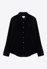 AMI PARIS Ami De Coeur Corduroy Velvet Shirt  Midnight Blue USH060CO0089/P_AMI-4011