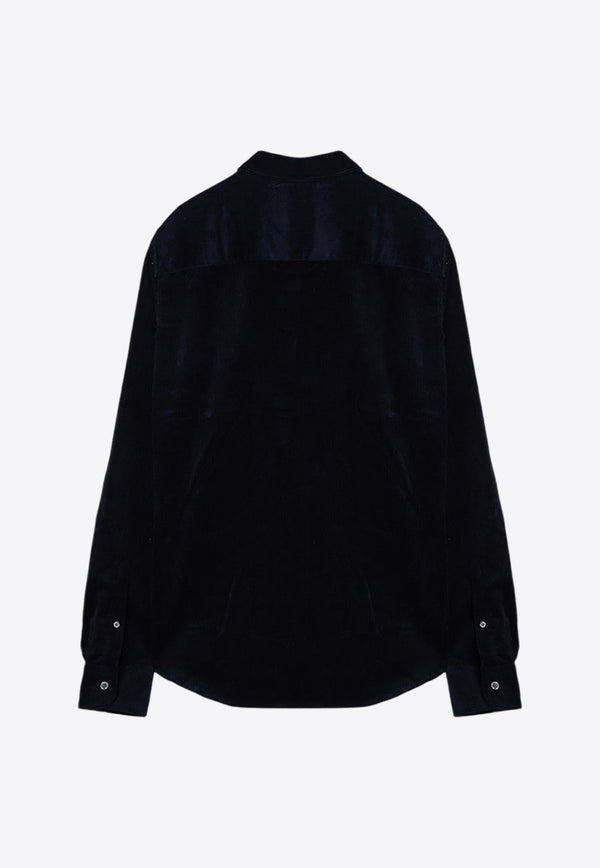 AMI PARIS Ami De Coeur Corduroy Velvet Shirt  Midnight Blue USH060CO0089/P_AMI-4011