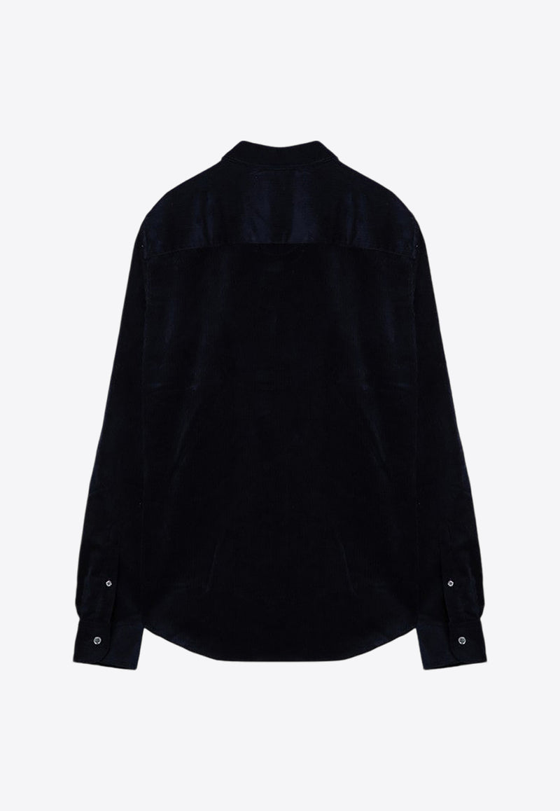 AMI PARIS Ami De Coeur Corduroy Velvet Shirt  Midnight Blue USH060CO0089/P_AMI-4011