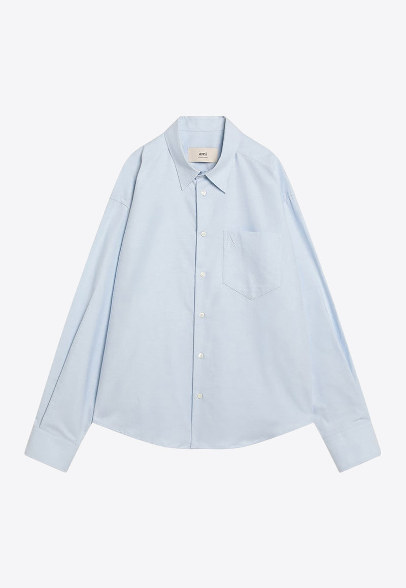 AMI PARIS Ami De Coeur Long-Sleeved Shirt  Light Blue USH766CO0031/R_AMI-450