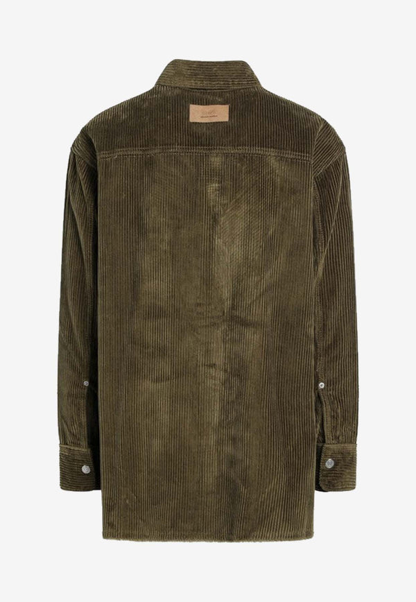 AMI PARIS Corduroy Long-Sleeved Shirt Green USH793UCO0131/R_AMI-298