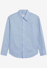AMI PARIS Ami De Coeur Long-Sleeved Shirt  Light Blue USH808CO0063/S_AMI-484