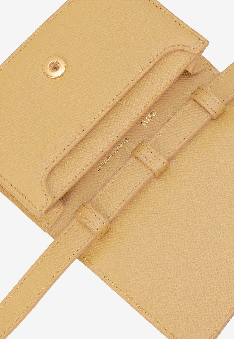 AMI PARIS Paris Paris Grained Leather Cardholder with Strap Yellow USL102.AL0036YELLOW