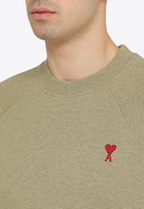 AMI PARIS Logo Embroidered Crewneck Sweatshirt Green USW005747/O_AMI-366