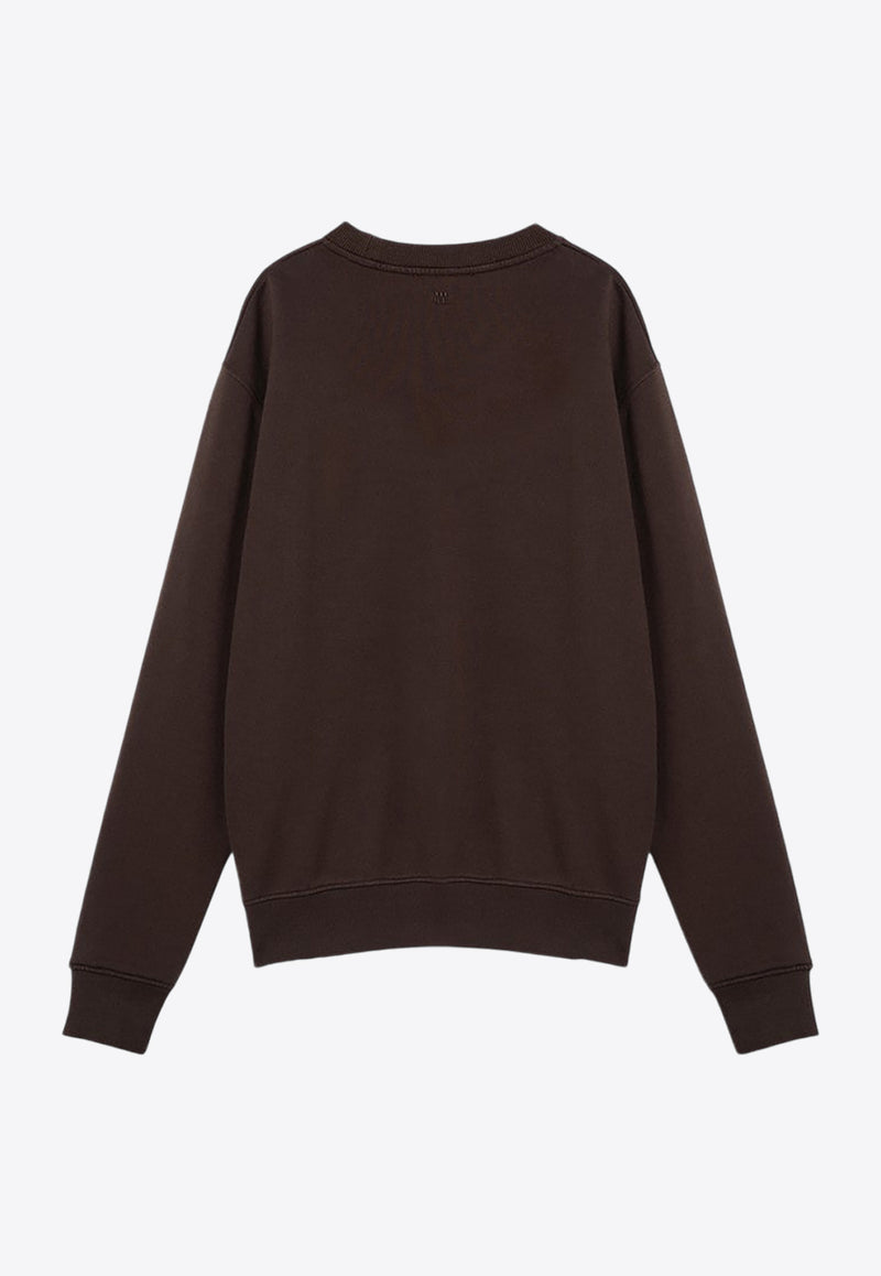 AMI PARIS Ami De Coeur Crewneck Sweatshirt  Brown USW035U730/P_AMI-221