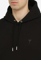 AMI PARIS Logo Embroidered Hooded Sweatshirt Black USW203730/O_AMI-001
