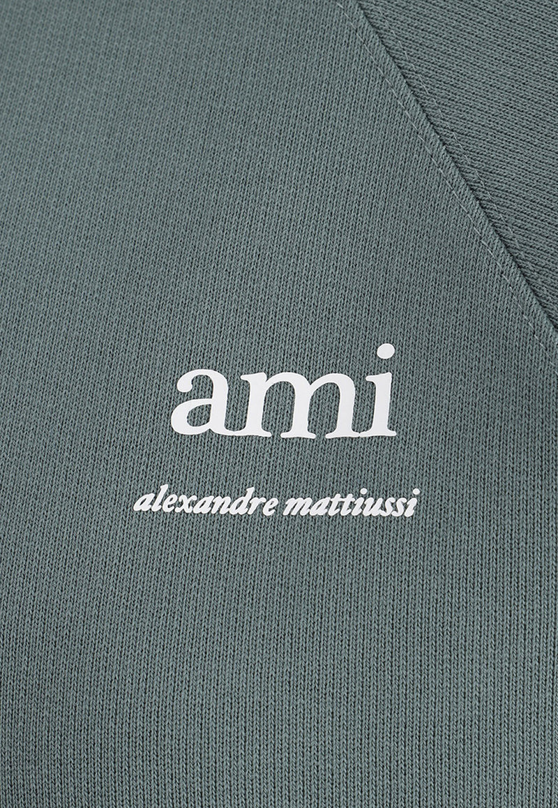 AMI PARIS Logo Print Hooded Sweatshirt Green USW224.747GREEN