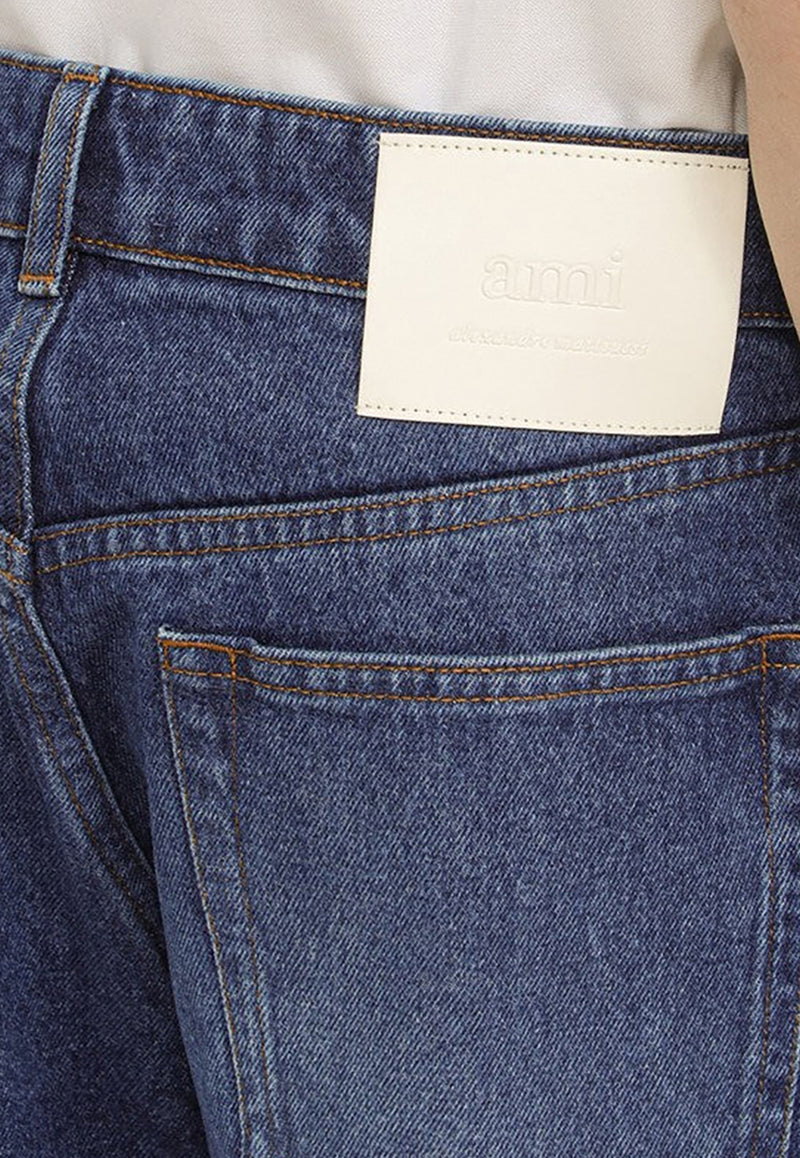 AMI PARIS Logo Patch Straight-Leg Jeans Blue UTR440DE0025/O_AMI-480