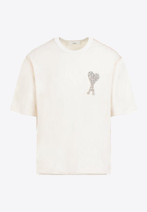 AMI PARIS Crystal Logo Short-Sleeved T-shirt UTS021.PA0015IVORY