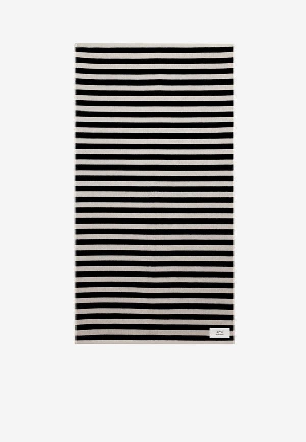 AMI PARIS Stripe Beach Towel Monochrome UTW934-340-194