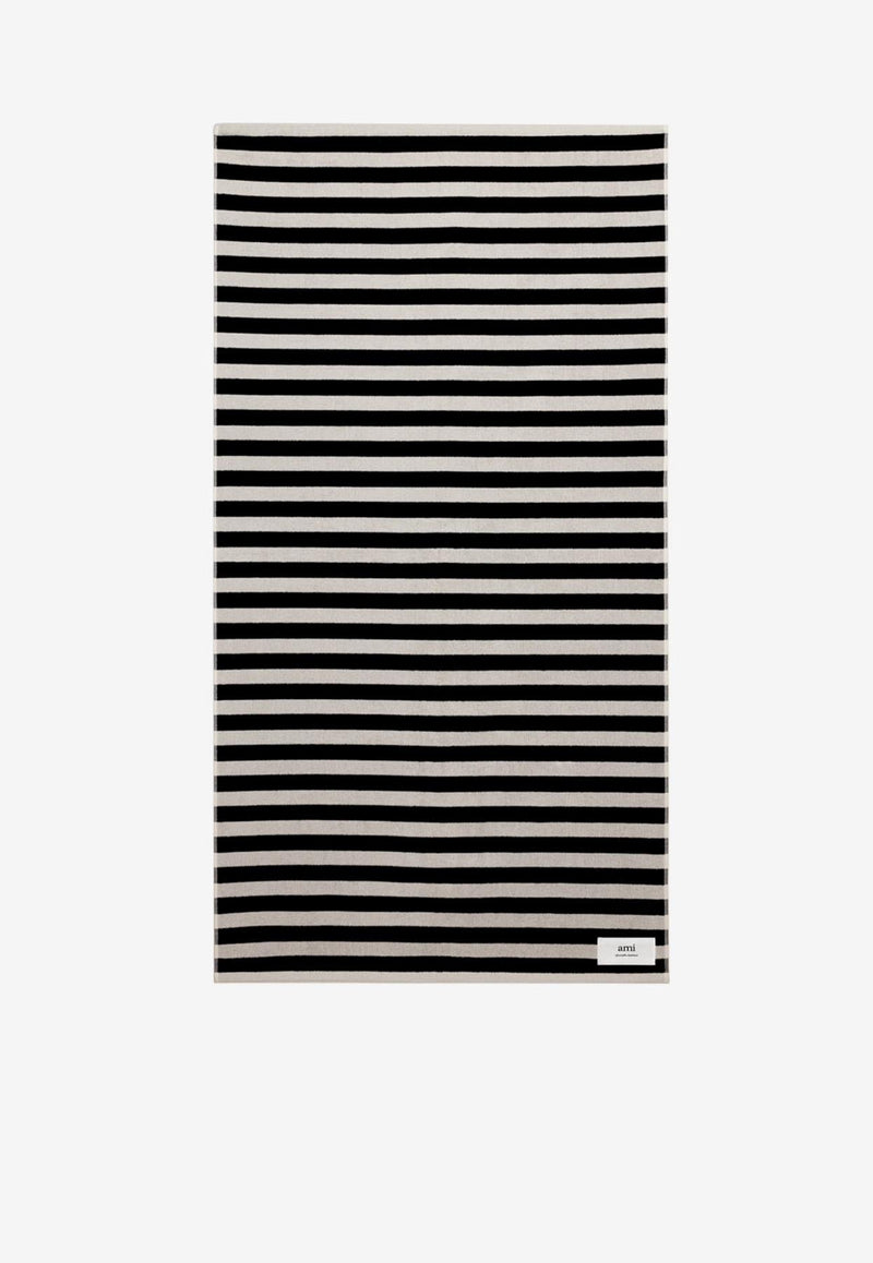 AMI PARIS Stripe Beach Towel Monochrome UTW934-340-194