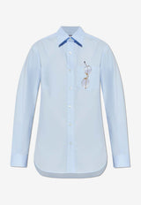 Moschino Glasses Print Long-Sleeved Shirt Light Blue V0225 531 1293