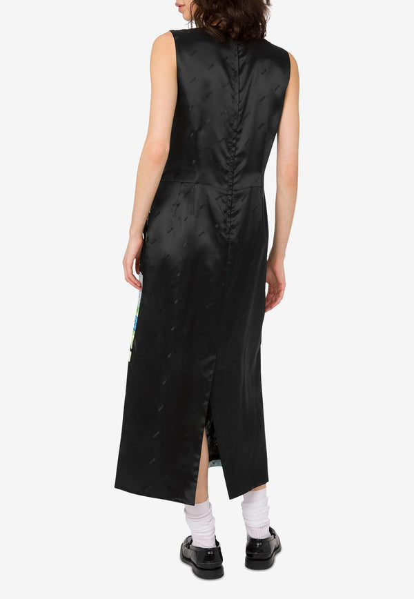 Moschino Floral Print Silk Satin Midi Dress Multicolor V0442 5558 2555