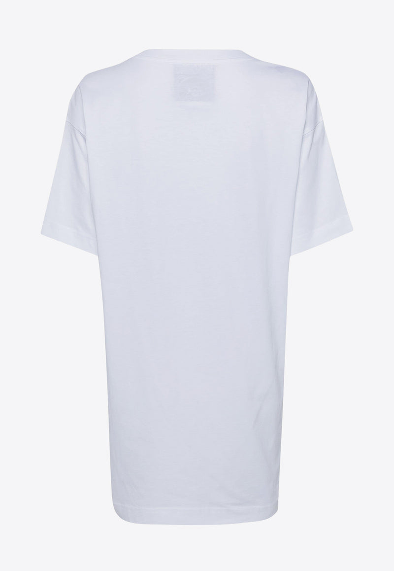 Moschino Teddy Bear Logo Print T-shirt Dress V0452 0541 1001 White