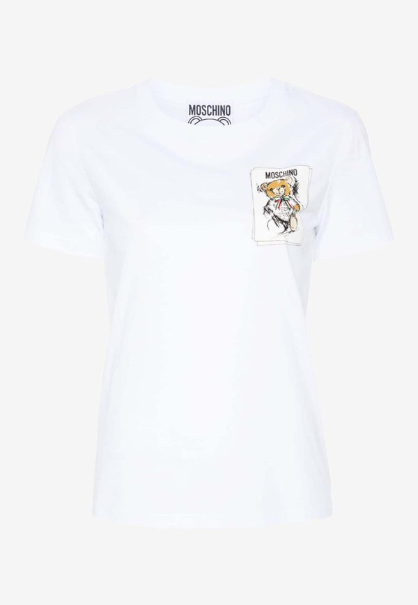 Moschino Teddy Bear Logo Short-Sleeved T-shirt V070555411001 1001 White