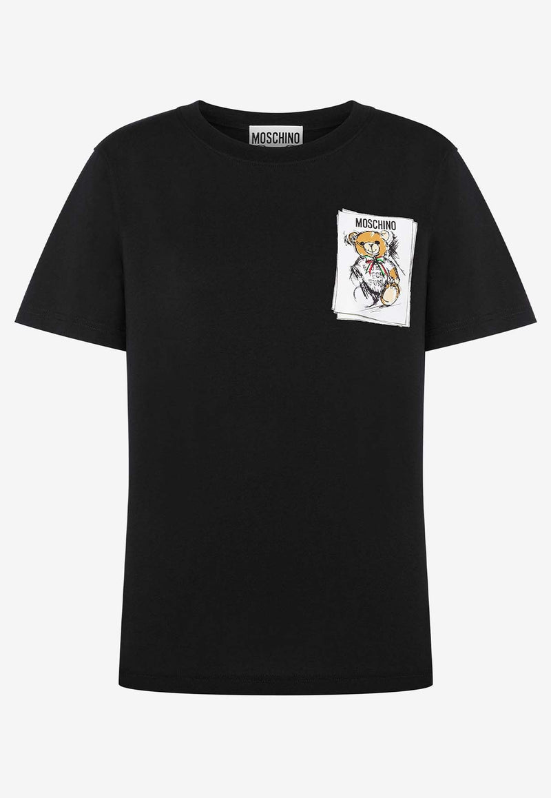 Moschino Teddy Bear Logo Short-Sleeved T-shirt V070555411555 1555 Black