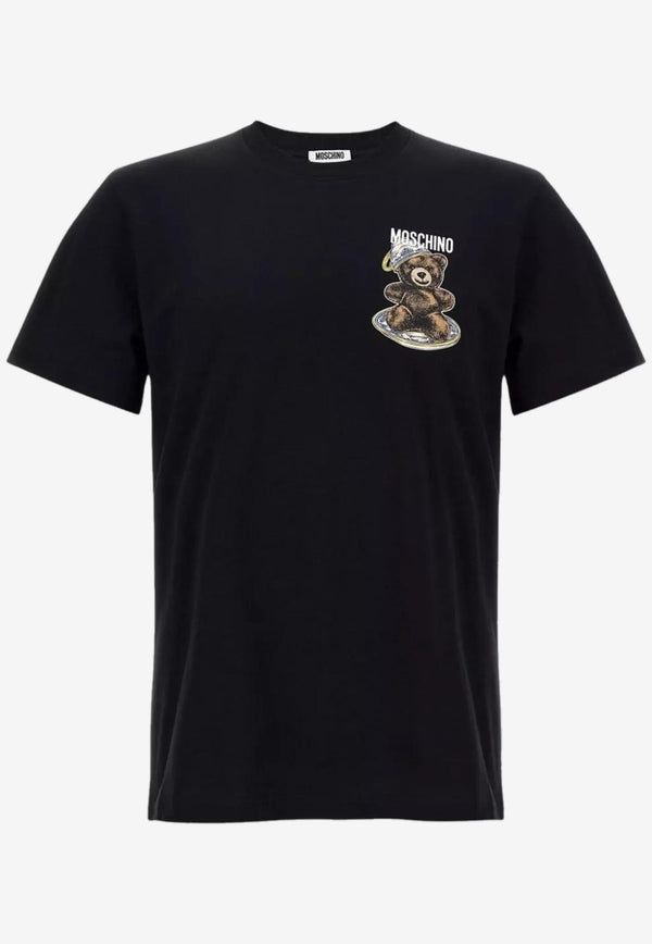Moschino Teddy Logo Print Crewneck T-shirt Black V0721 5241 1555
