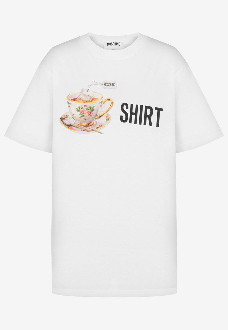Moschino Tea Cup Print T-shirt White V0722 5541 1001
