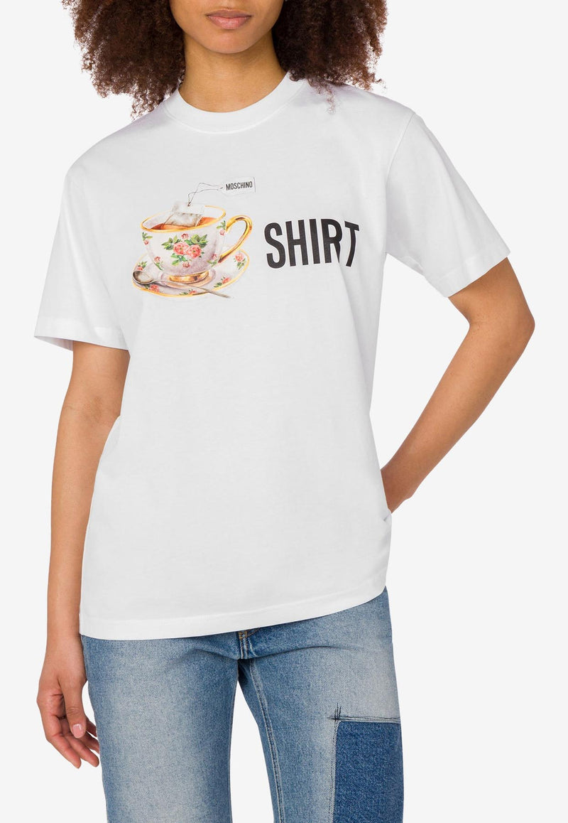 Moschino Tea Cup Print T-shirt White V0722 5541 1001