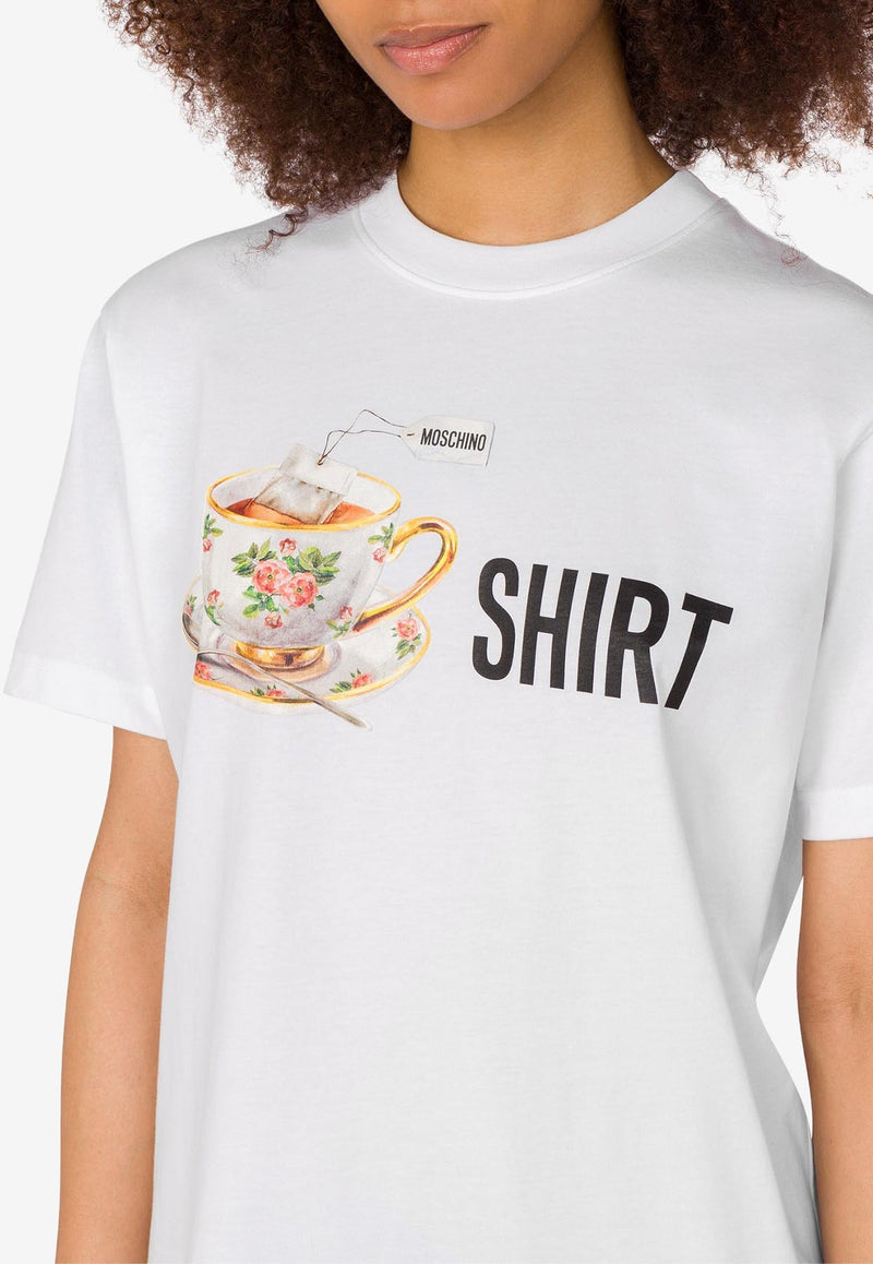 Moschino Tea Cup Print T-shirt White V0722 5541 1001
