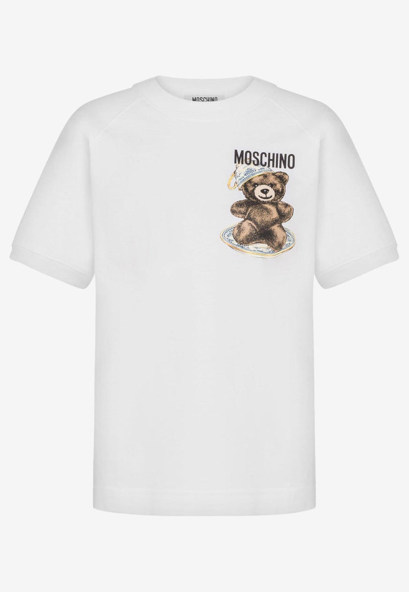 Moschino Teddy Logo Print T-shirt White V0725 5541 1001