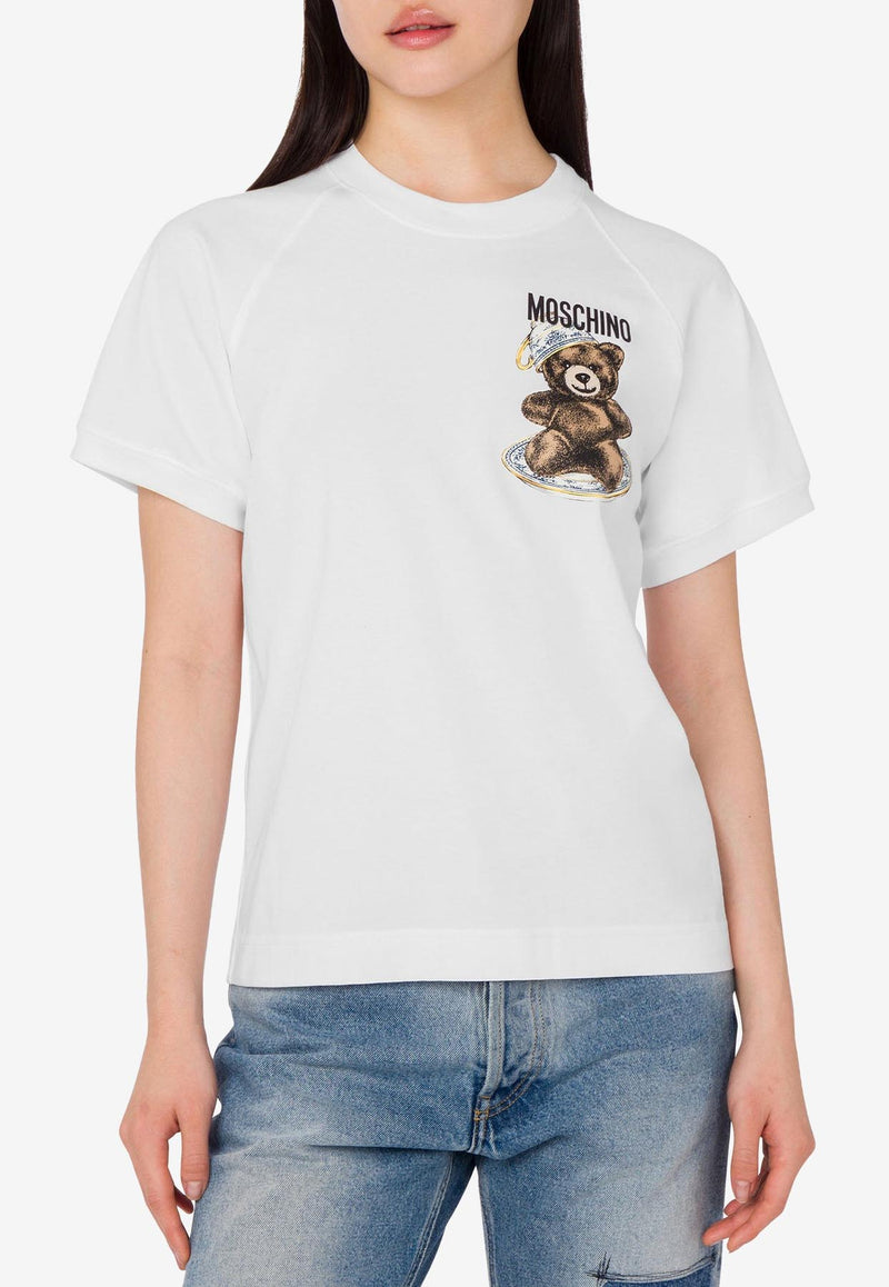 Moschino Teddy Logo Print T-shirt White V0725 5541 1001