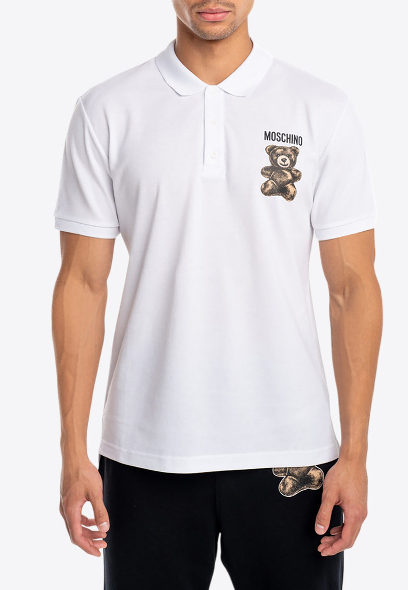 Moschino Little Teddy Bear Polo T-shirt White V1601 0242 1001
