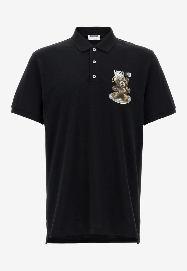 Moschino Teddy Logo Print Polo T-shirt Black V1608 5242 1555