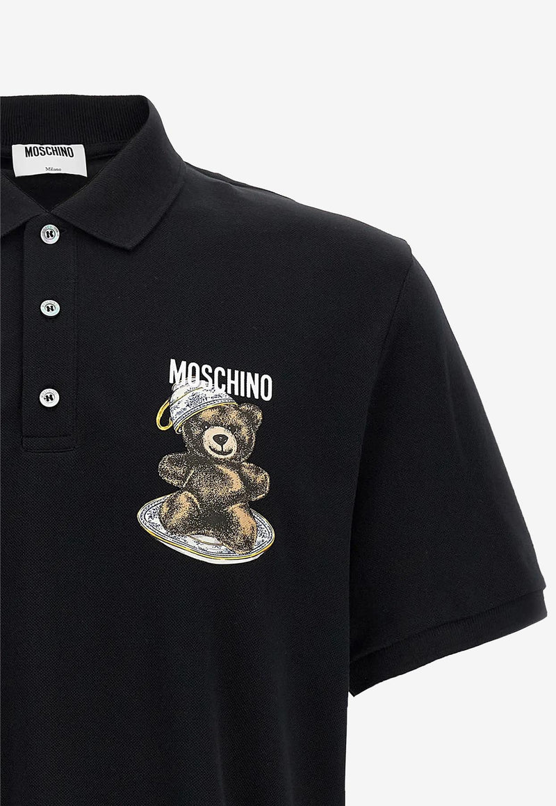 Moschino Teddy Logo Print Polo T-shirt Black V1608 5242 1555