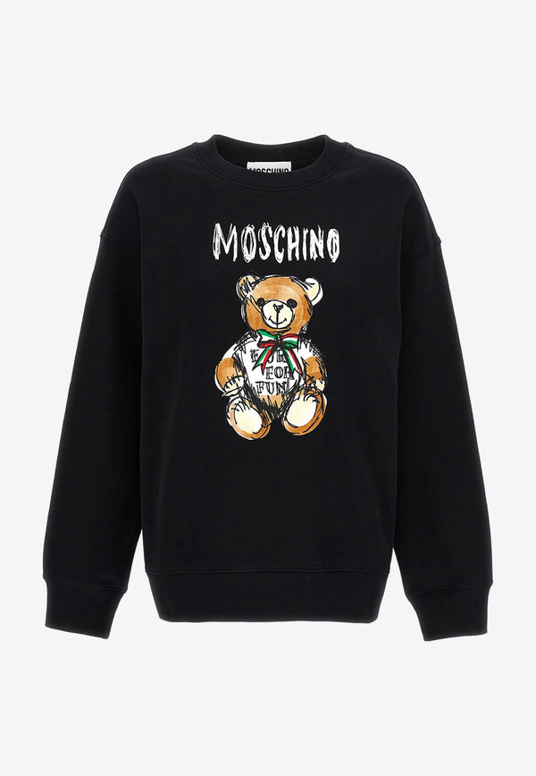 Moschino Teddy Bear Logo Print Sweatshirt V1712 0528 1555 Black