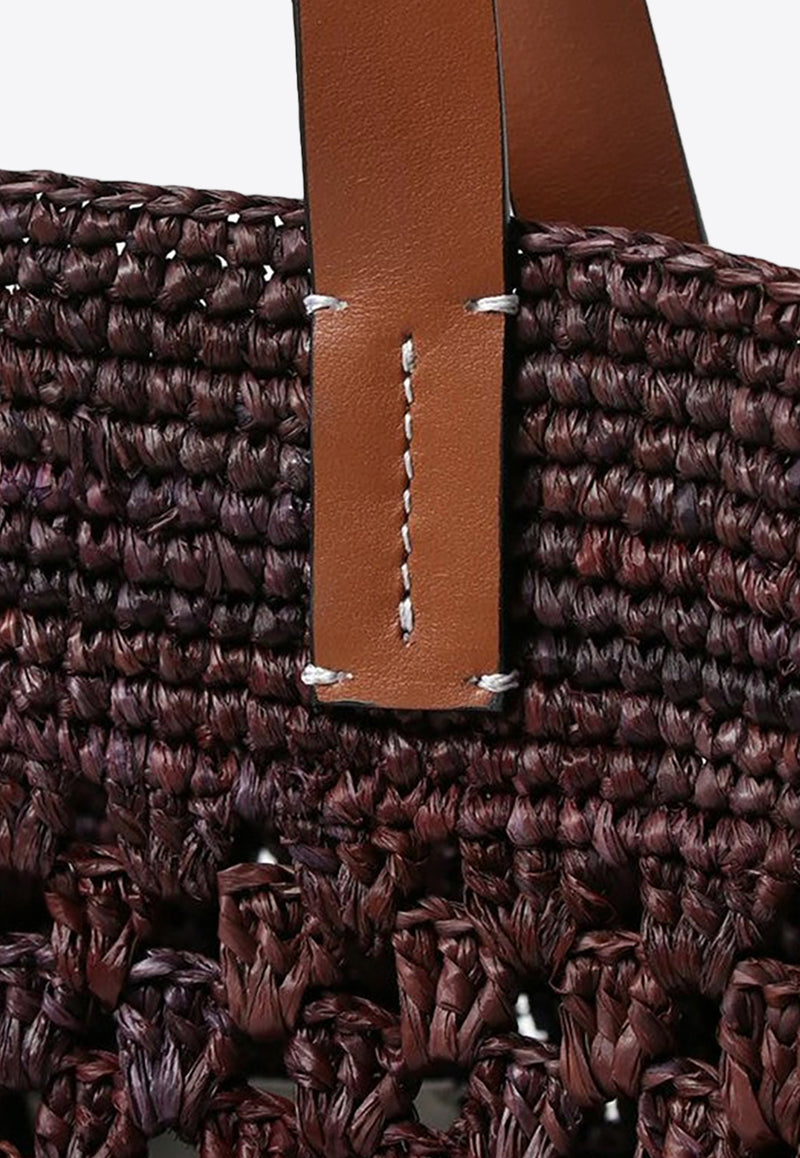 Manebi Raffia and Leather Tote Bag Brown V7.4CKNF/O_MANEB-CH