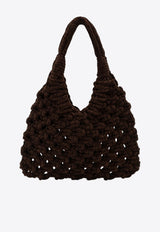 Hibourama Big Vannifique Woven Velvet Shoulder Bag Brown VANNIFIQUEBIGVEL/R_HIBOA-CH