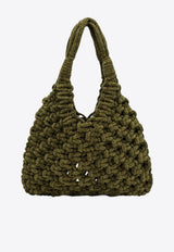 Hibourama Big Vannifique Woven Velvet Shoulder Bag Khaki VANNIFIQUEBIGVEL/R_HIBOA-KA