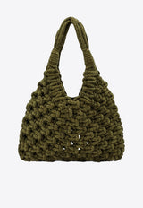 Hibourama Big Vannifique Woven Velvet Shoulder Bag Khaki VANNIFIQUEBIGVEL/R_HIBOA-KA