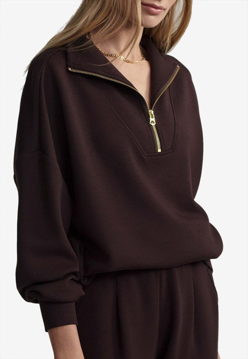 Varley Hawley Oversized Half-Zip Sweatshirt Dark Brown VAR01461DARK BROWN