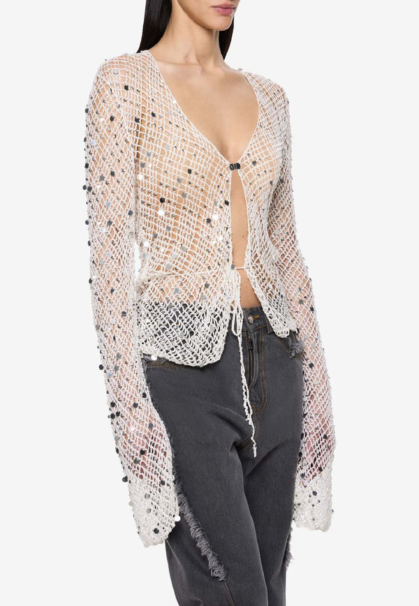 Paris Georgia Vera Crochet Knit Sequined Top Cream VERCAR001-CRS_CREAM