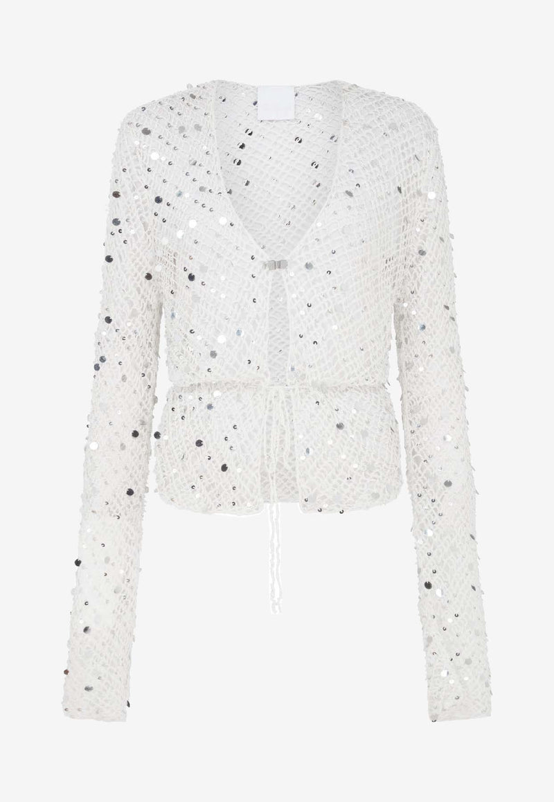 Paris Georgia Vera Crochet Knit Sequined Top Cream VERCAR001-CRS_CREAM