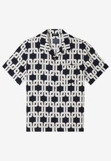 A.P.C. Lloyd Chain-Print Bowling Shirt Blue VIAKJ-H12495NAVY