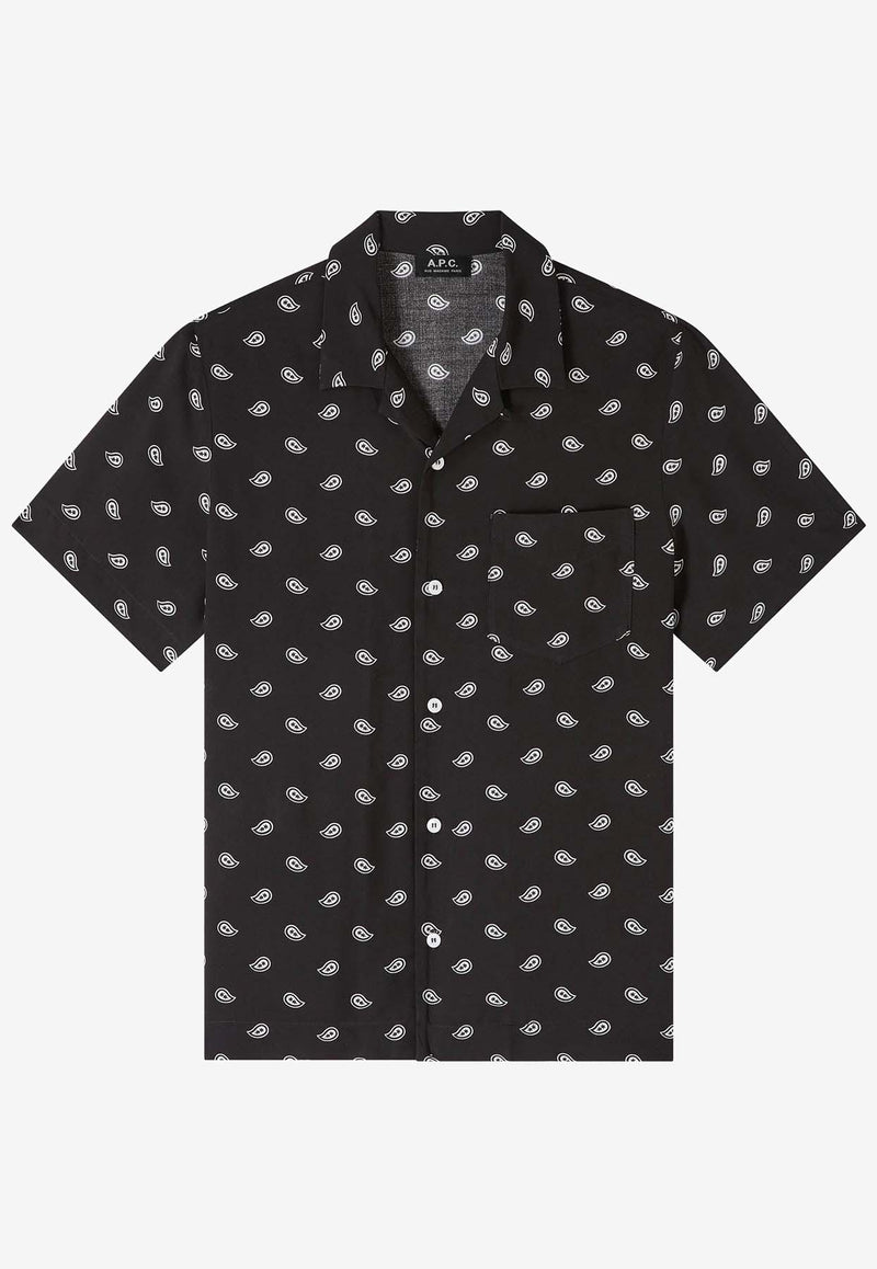 A.P.C. Lloyd Bandana-Print Bowling Shirt Black VIAKP-H12495BLACK