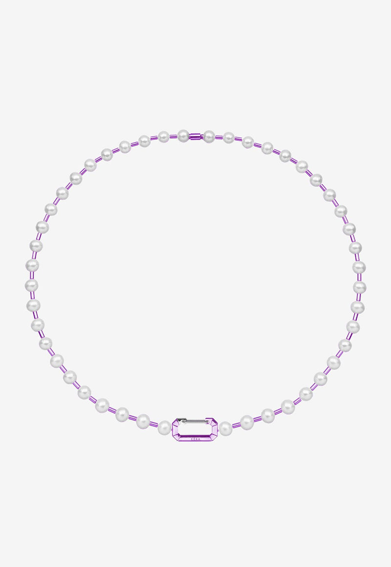 EÉRA Small Vita 18-karat White Gold Pearl Necklace  Purple VINEME11S1