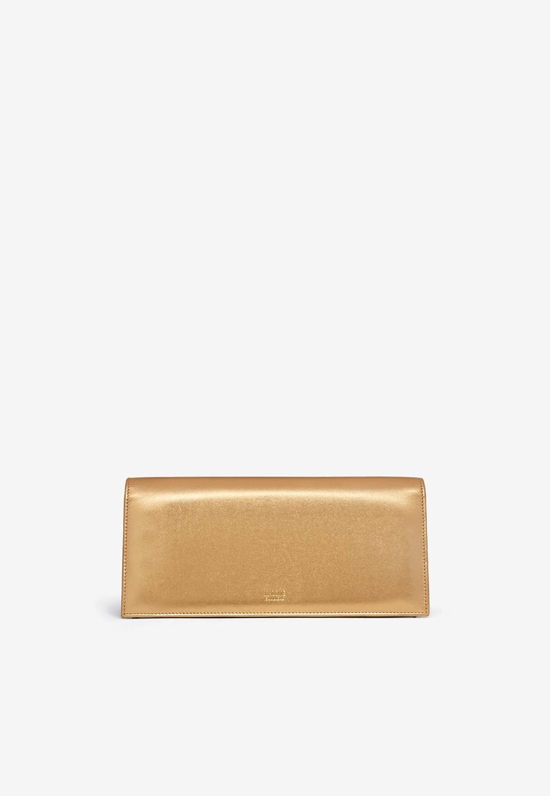 Malone Souliers Vivien Crest Buckle Clutch in Metallic Leather VIVIEN 36 GOLD