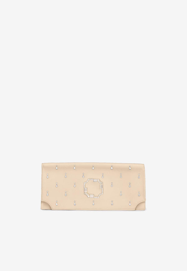 Malone Souliers Vivien Crystal-Embellished Satin Clutch VIVIEN 54 PLATINO