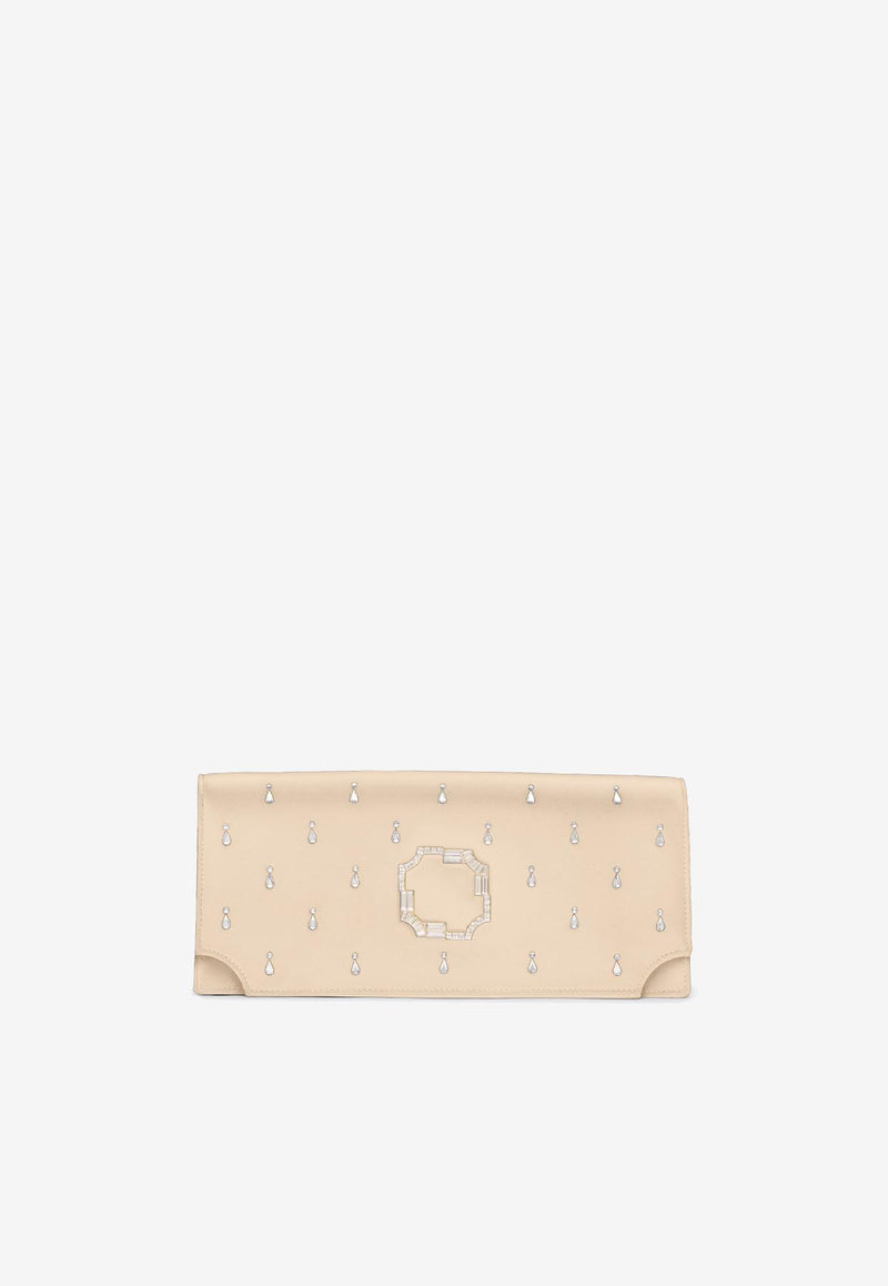 Malone Souliers Vivien Crystal-Embellished Satin Clutch VIVIEN 54 PLATINO