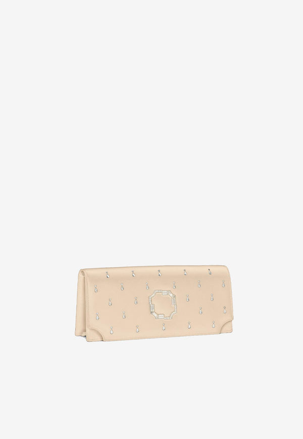 Malone Souliers Vivien Crystal-Embellished Satin Clutch VIVIEN 54 PLATINO