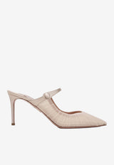 Aquazzura Voile 75 Tulle Mules Powder VLEMIDM0-TSTPWP POWDER PINK