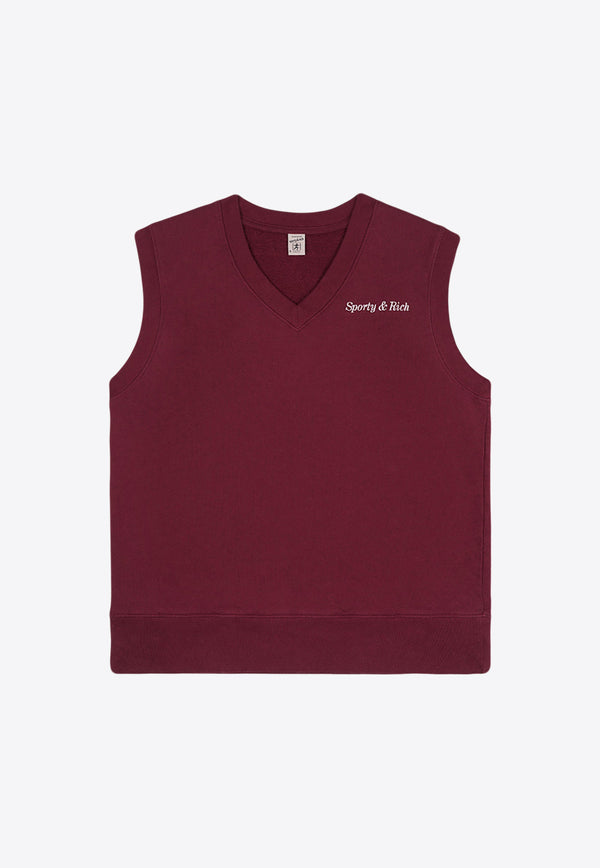 Sporty & Rich Logo-Embroidered Sweater Vest VNAW2318MEMAROON