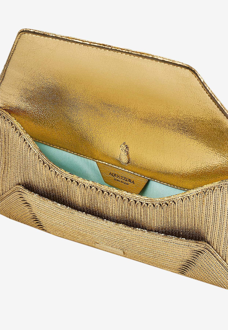 Aquazzura Vacanza Metallic Clutch VNZCLUC0-LMPGLT GOLD/LIGHT GOLD